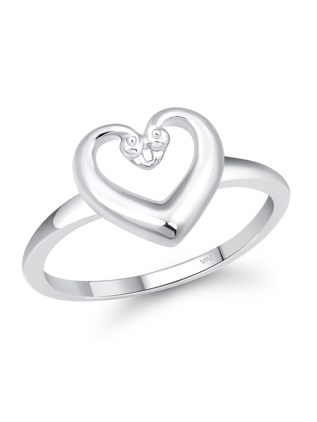 

Vighnaharta Rhodium-Plated Heart Shaped Finger Ring, Silver