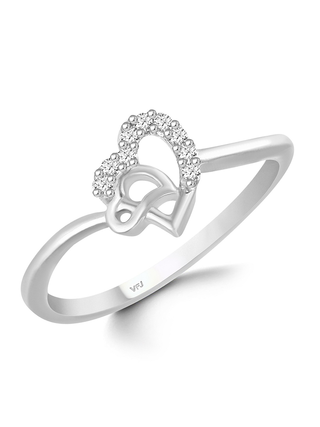 

Vighnaharta Rhodium-Plated Cubic Zirconia Studded Finger Ring, Silver