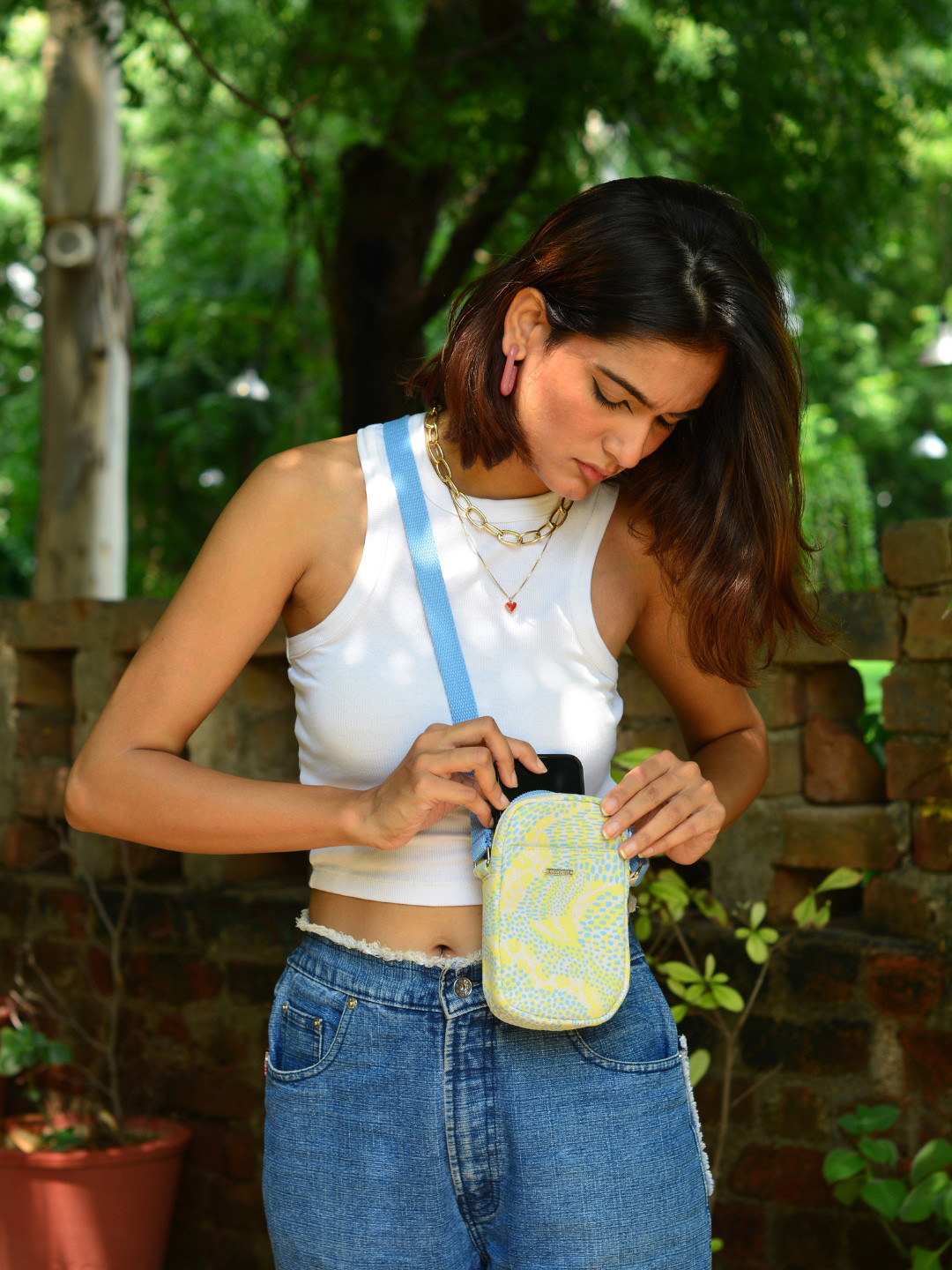 

EcoRight Cotton Mobile Sling Bag, Yellow