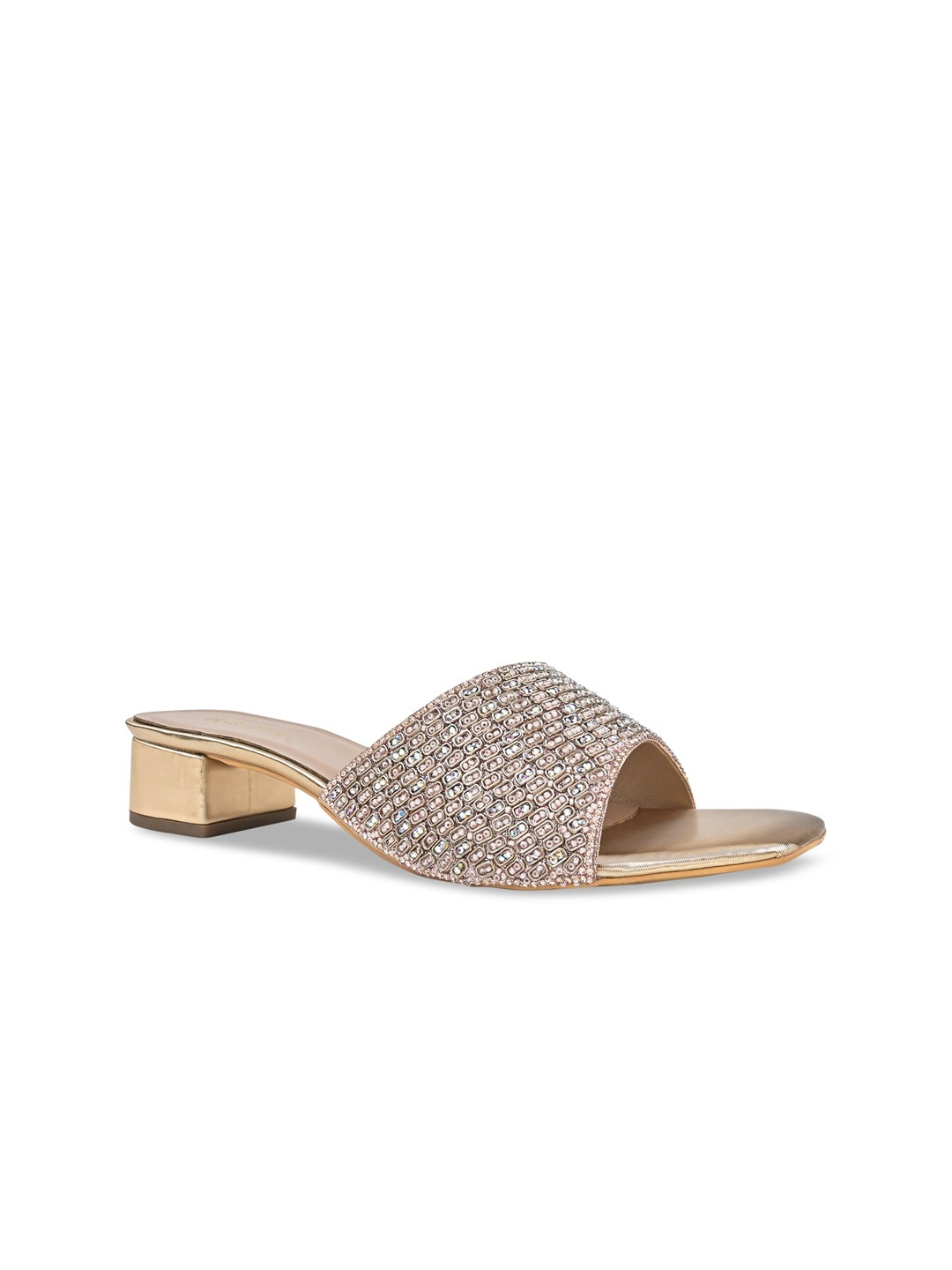 

Rocia Embellished Ethnic Block Heels, Rose gold