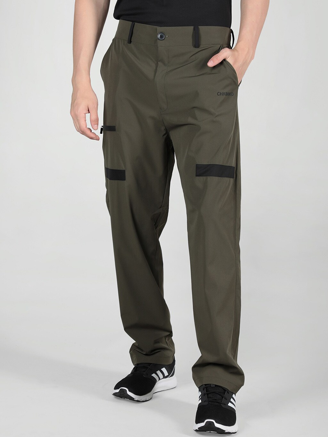 

CHKOKKO Men Ankle -Length Track Pant, Olive