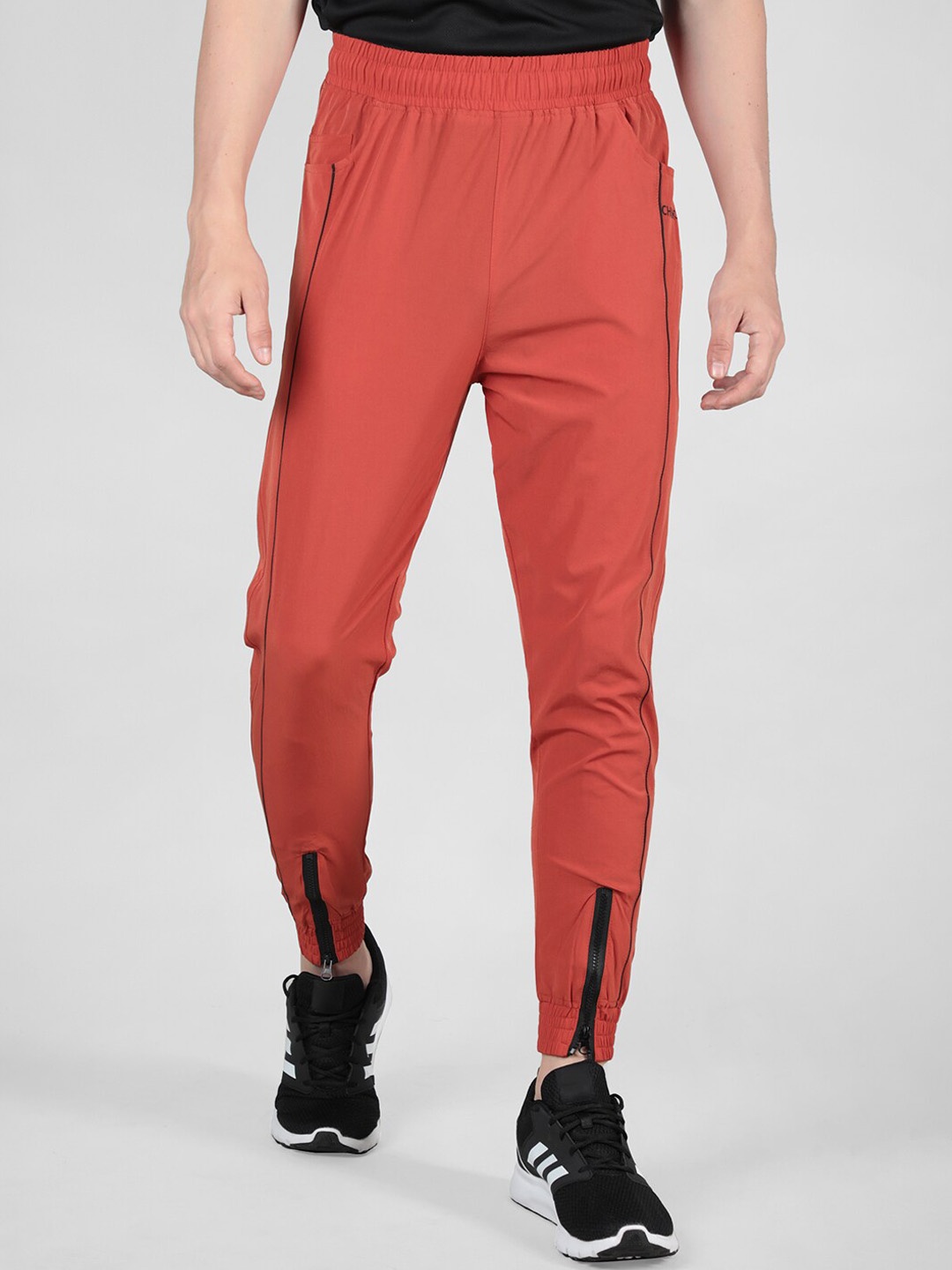 

CHKOKKO Men Relaxed Fit Mid-Rise Sports Joggers, Orange