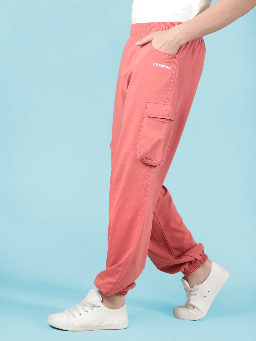 

CHKOKKO Men Relaxed Fit Mid-Rise Sports Track Pant, Orange