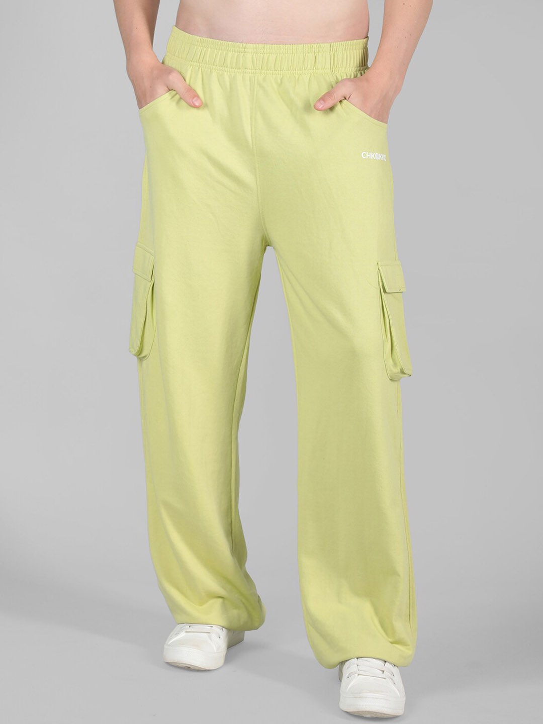 

CHKOKKO Men Relaxed Fit Mid-Rise Track Pant, Lime green