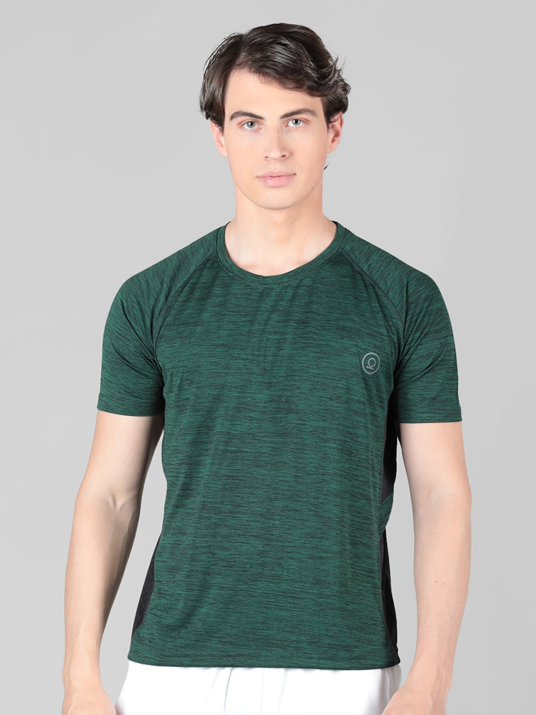 

CHKOKKO Raglan Sleeves Round Neck Running Sports T-Shirt, Green