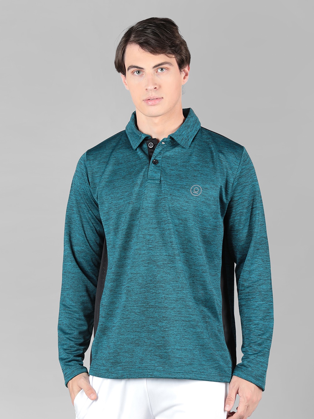 

CHKOKKO Polo Collar Long Sleeves T-Shirt, Teal