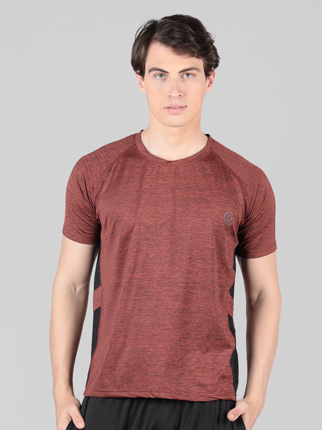 

CHKOKKO Raglan Sleeves Round Neck Gym Sports T-Shirt, Rust