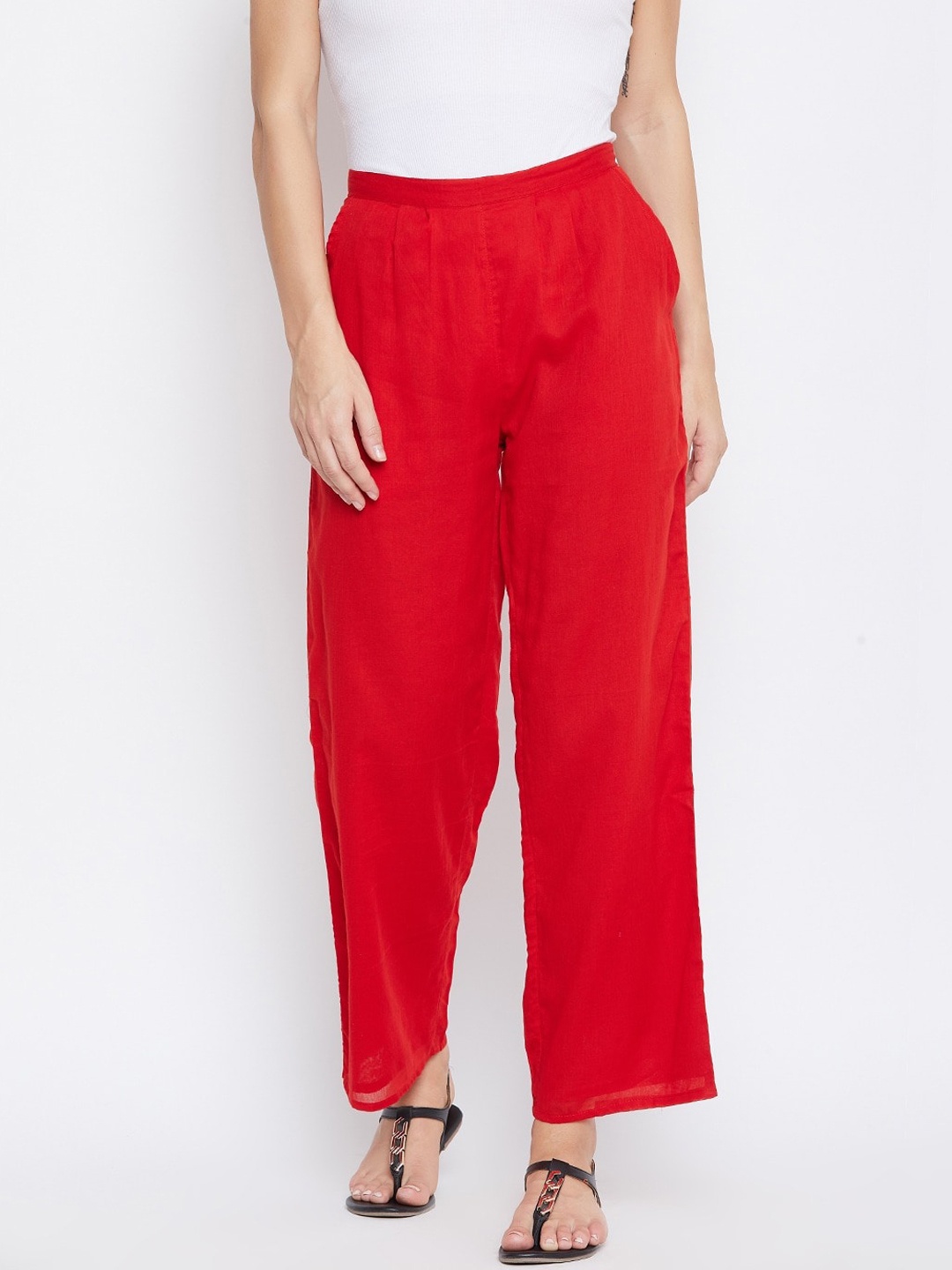 

SUTI Women Relaxed Loose Fit Parallel Trousers, Red