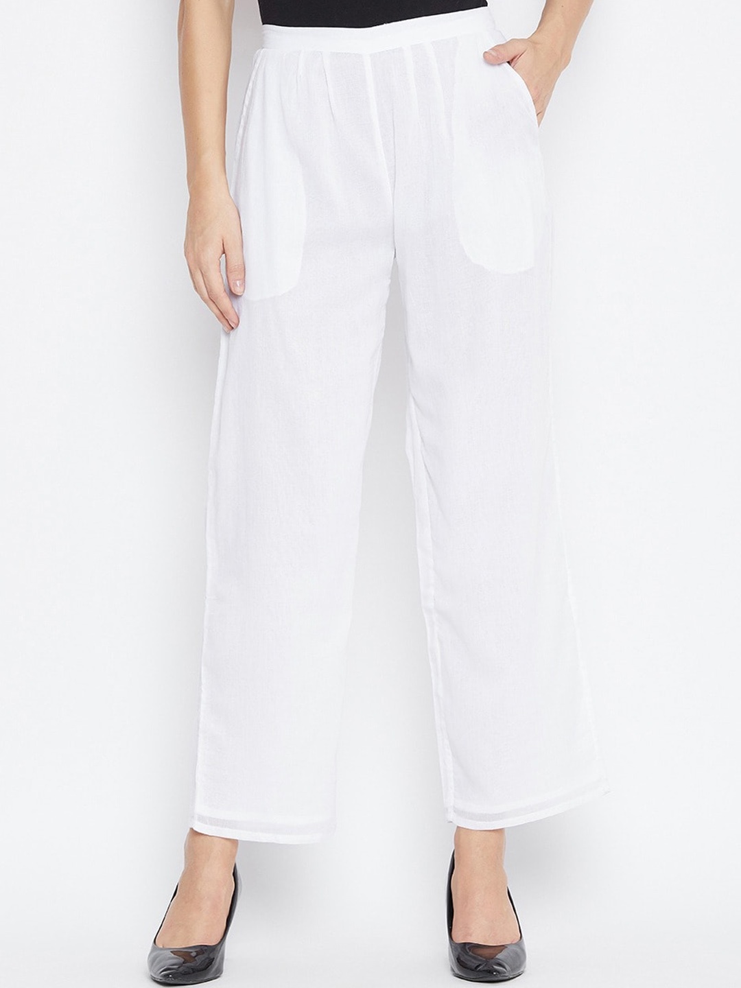 

SUTI Women Relaxed Loose Fit Parallel Trousers, White