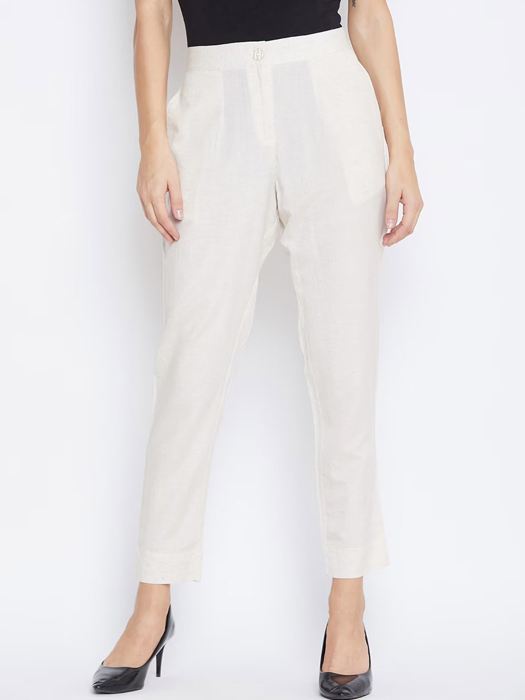 

SUTI Women Comfort Slim Fit Trousers, White