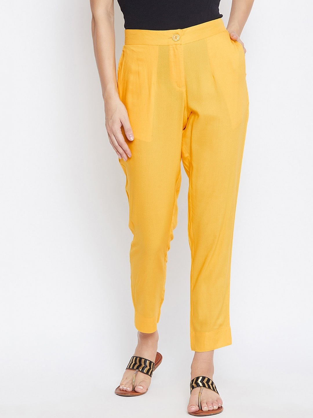 

SUTI Women Comfort Slim Fit Trousers, Yellow