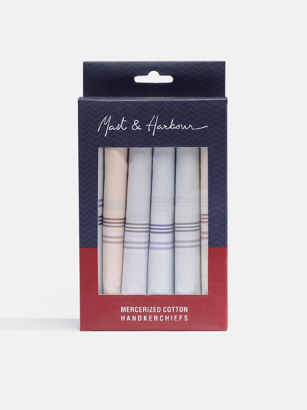 

Mast & Harbour Men Pack of 6 Striped Mercerized Cotton Handkerchiefs, Blue