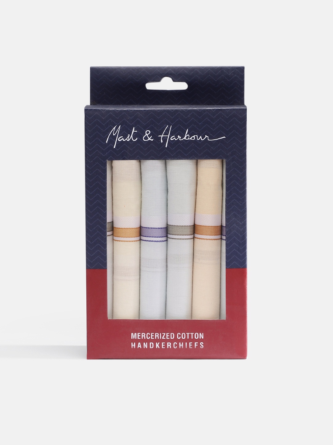 

Mast & Harbour Men Pack of 6 Striped Mercerized Cotton Handkerchiefs, Blue