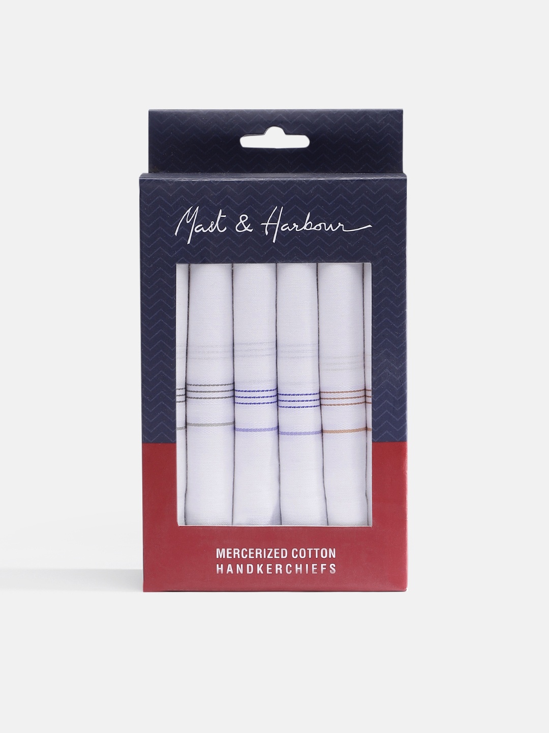 

Mast & Harbour Men Pack of 6 Striped Mercerized Cotton Handkerchiefs, White