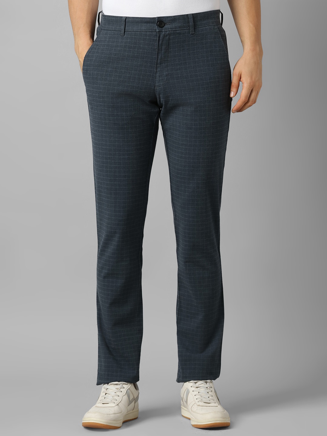 

Louis Philippe Sport Men Checked Slim Fit Trousers, Grey