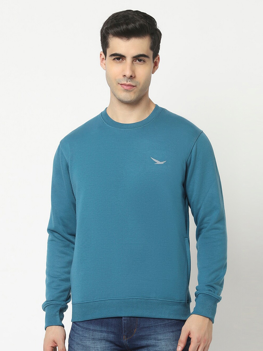 

HiFlyers Round Neck Pullover Cotton Fleece Sweatshirt, Blue