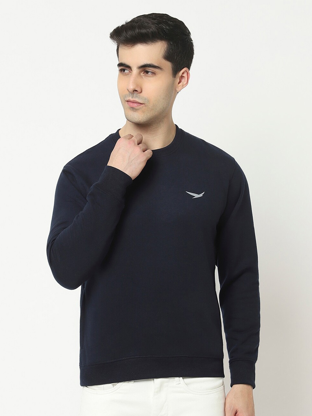 

HiFlyers Round Neck Cotton Fleece Sweatshirt, Navy blue
