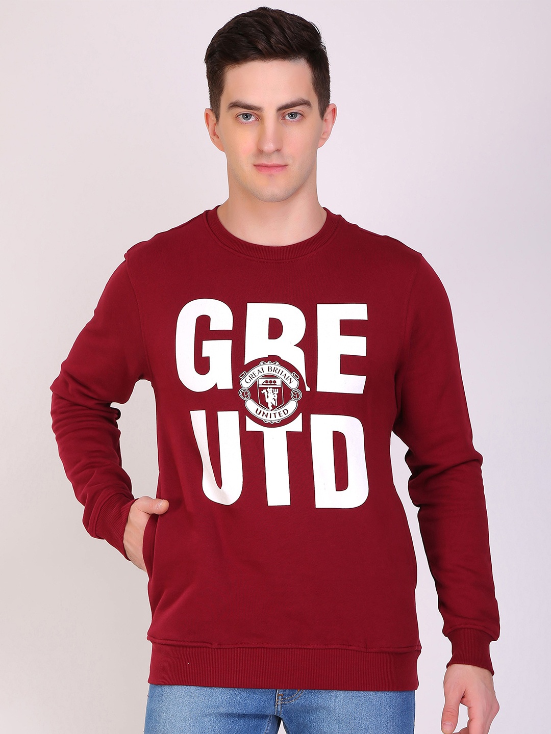 

HiFlyers Printed Long Sleeves Fleece Sweatshirt, Maroon