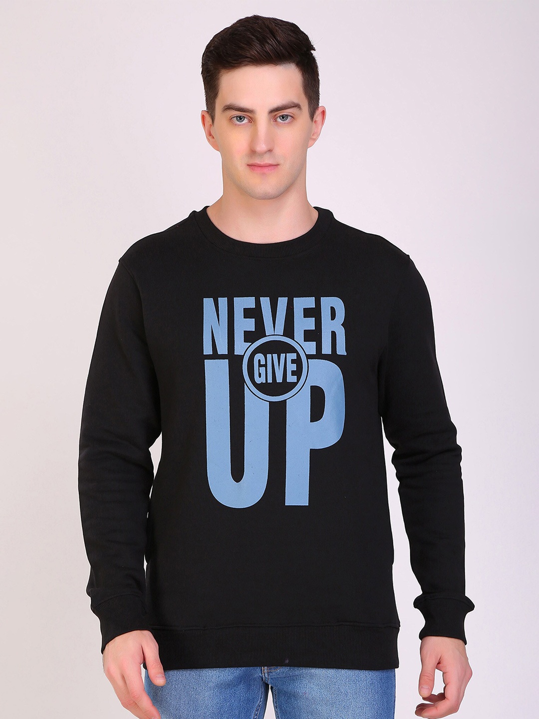 

HiFlyers Typography Printed Pullover Fleece Sweatshirt, Black