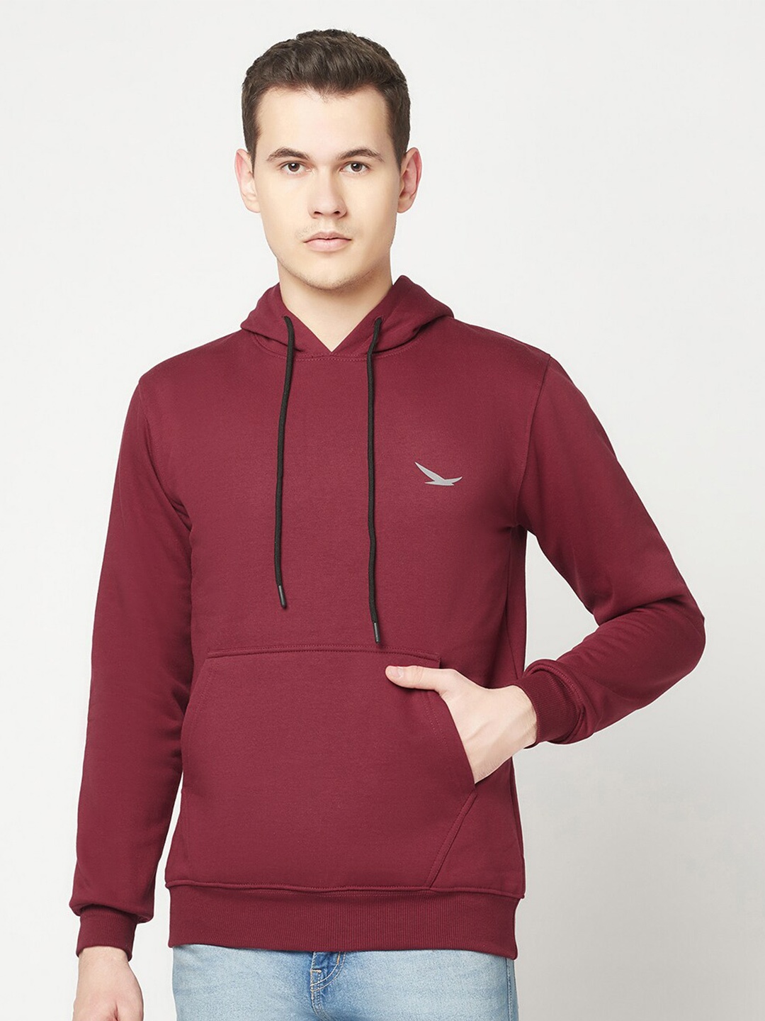 

HiFlyers Hooded Smart Fit Pullover Cotton Fleece Sweatshirt, Maroon