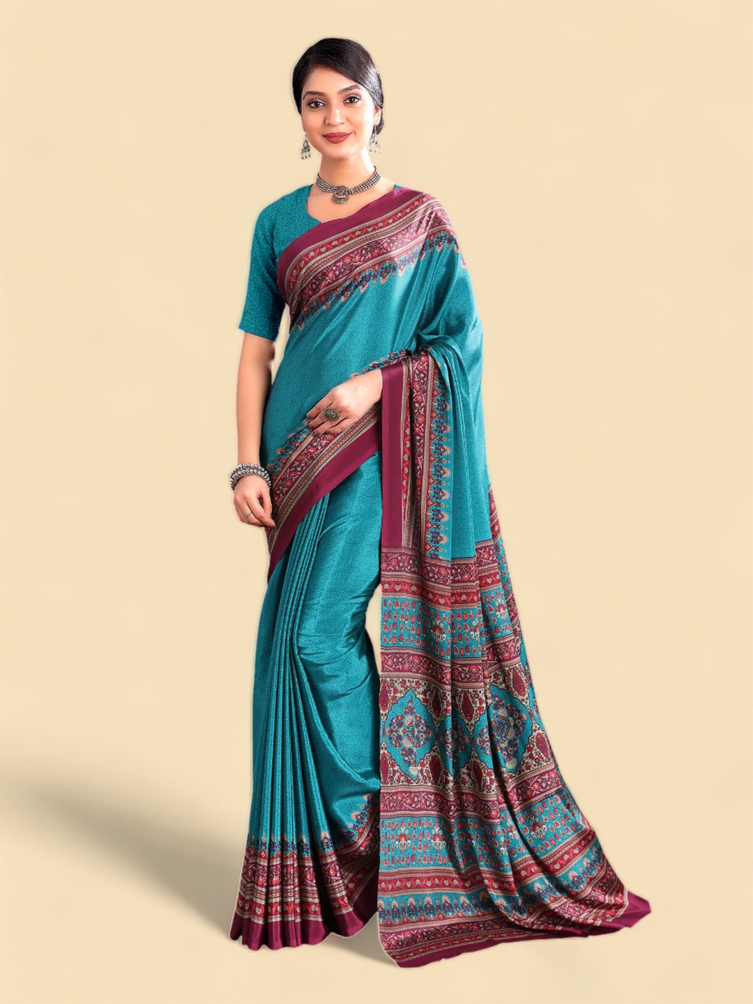 

Kasak Floral Printed Saree, Blue