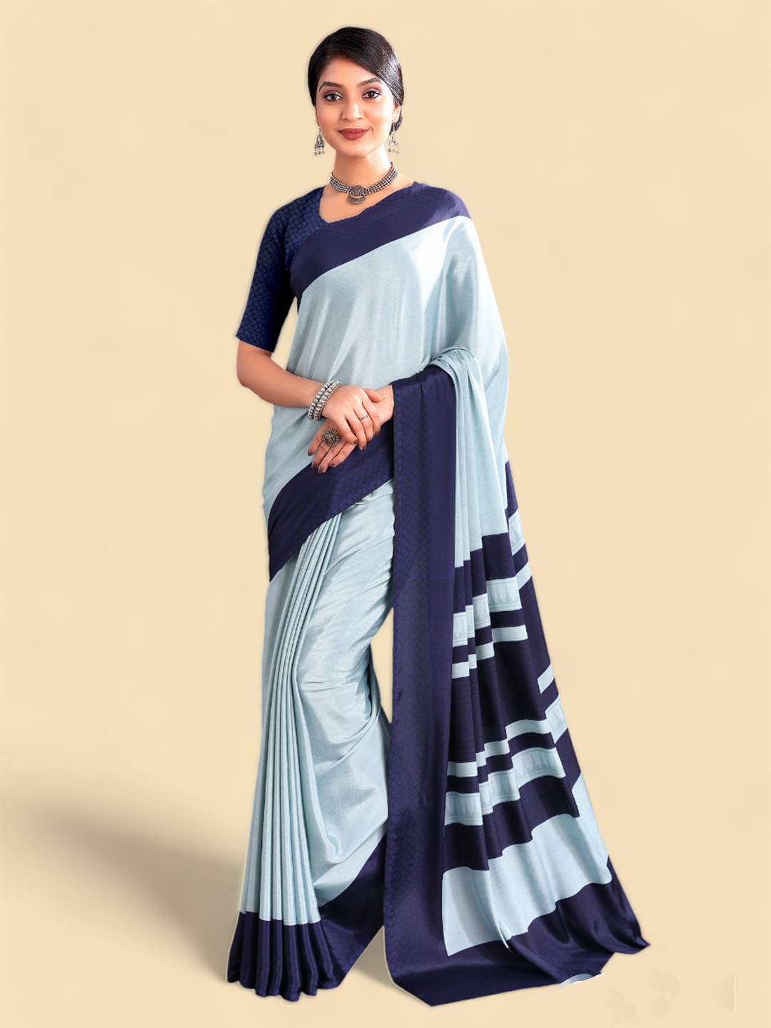 

Kasak Ethnic Motifs Printed Crepe SIlk Saree, Blue