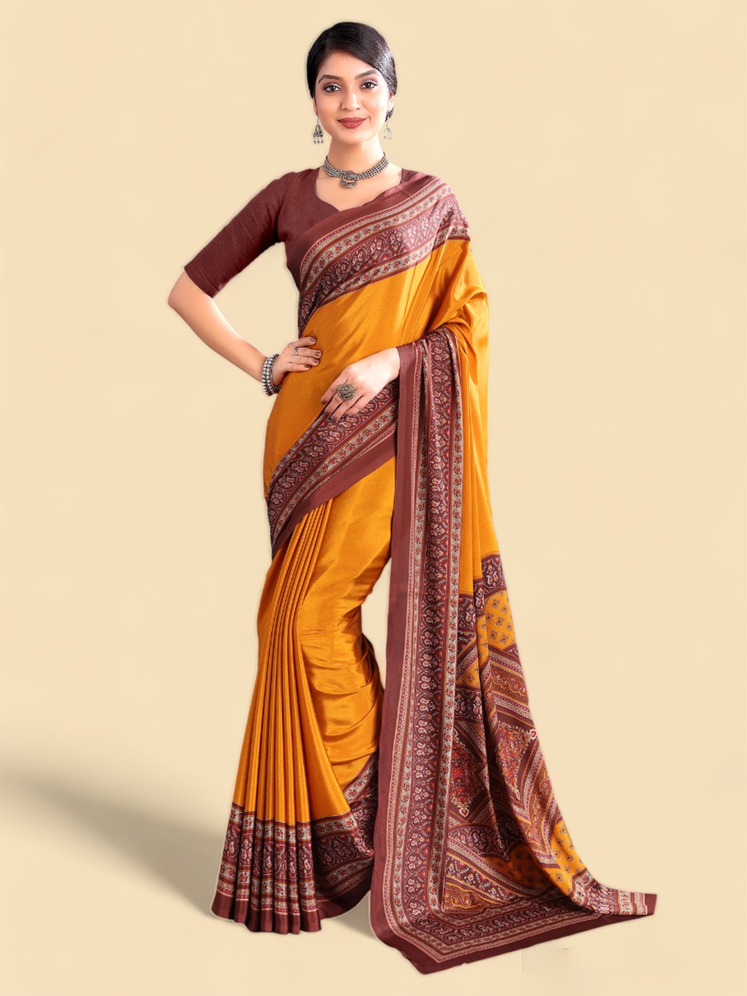 

Kasak Ethnic Motif Printed Saree, Yellow