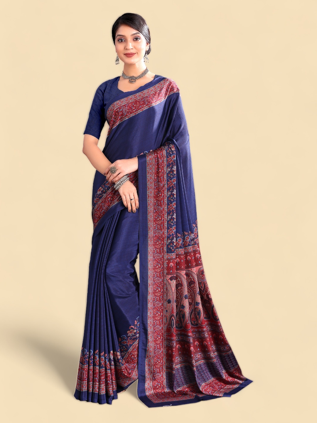 

Kasak Ethnic Motifs Printed Poly Crepe Saree, Blue