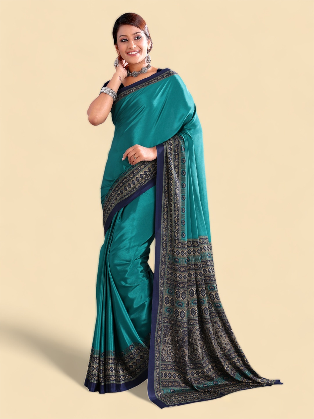 

Kasak Ethnic Motifs Printed Poly Crepe Saree, Blue