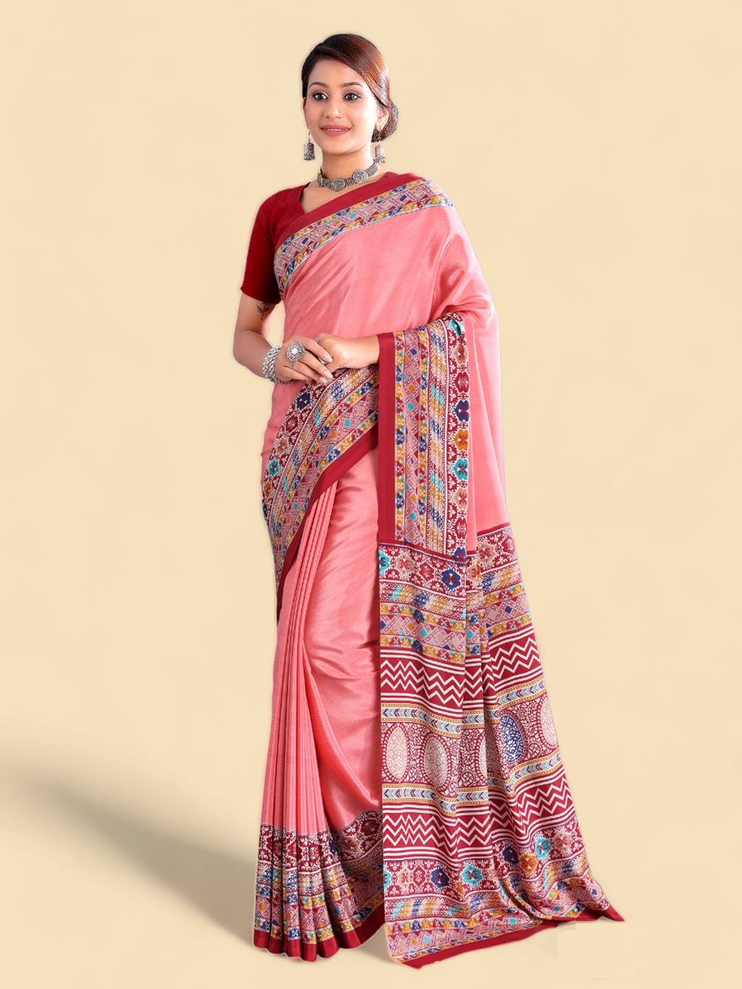 

Kasak Ethnic Motif Printed Saree, Pink
