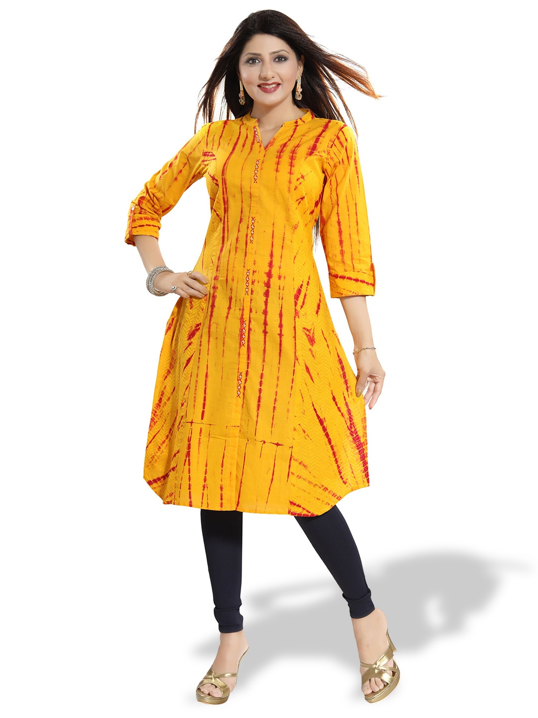 

keshubaba Abstract Printed Pure Cotton A-Line Kurta, Yellow