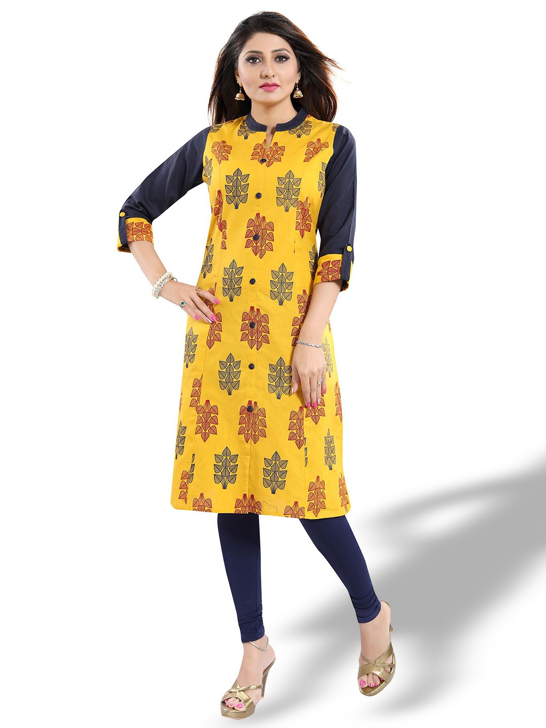 

keshubaba Floral Printed Cotton Kurta, Yellow