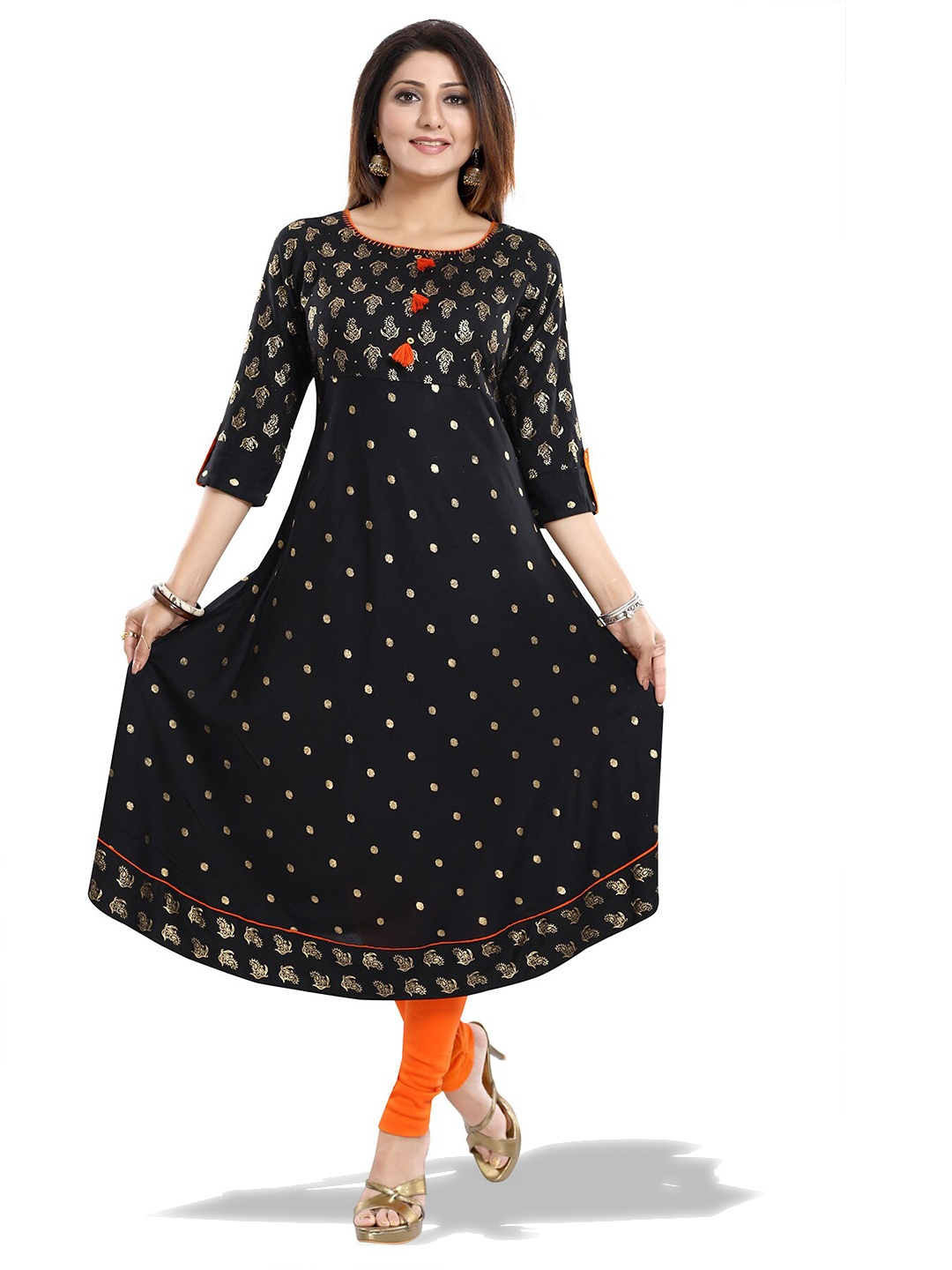 

keshubaba Ethnic Motifs Printed Kurta, Black