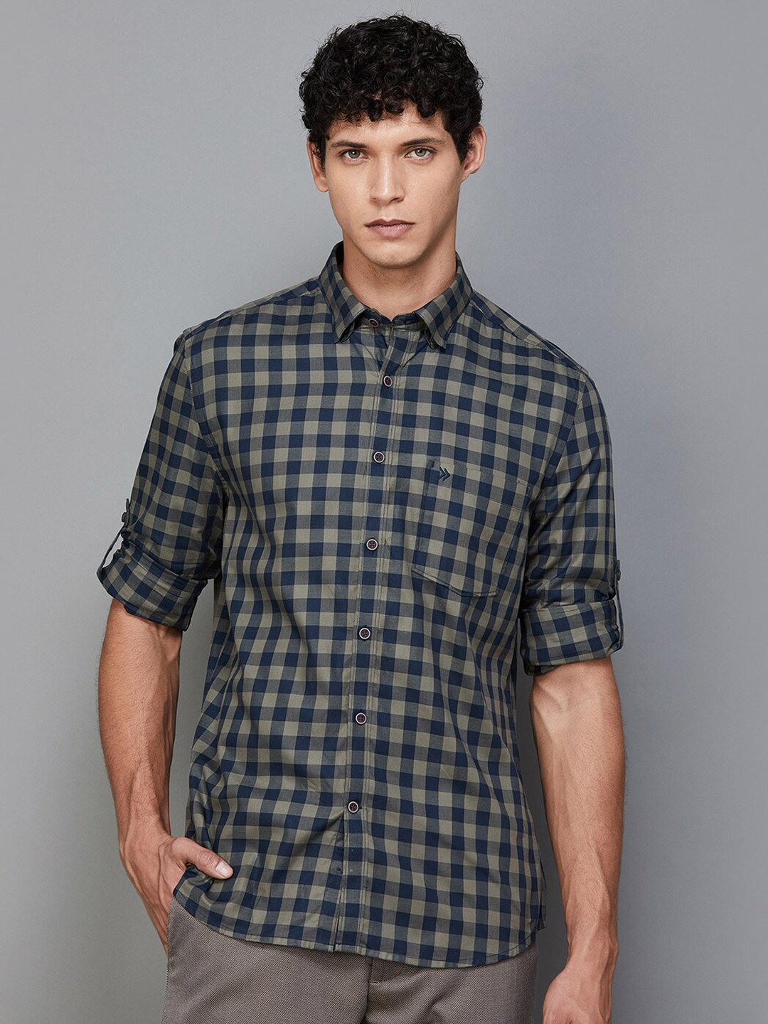 

CODE by Lifestyle Slim Fit Buffalo Checks Opaque Checked Cotton Casual Shirt, Olive