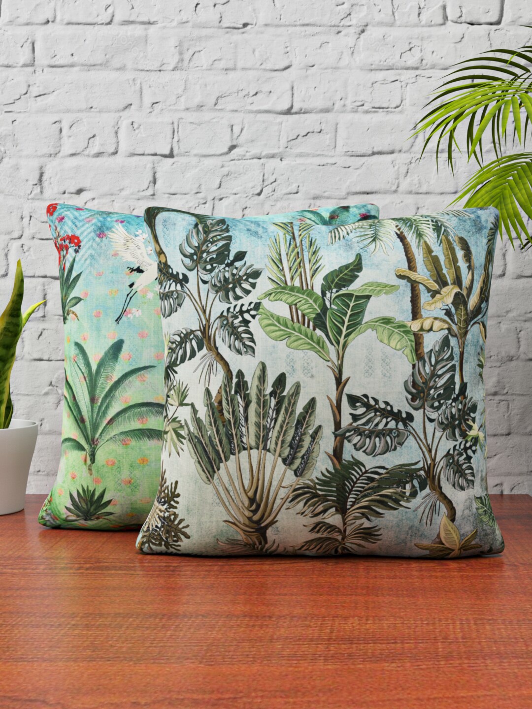 

HERE&NOW Blue & Green Abstract Square Cushion Cover