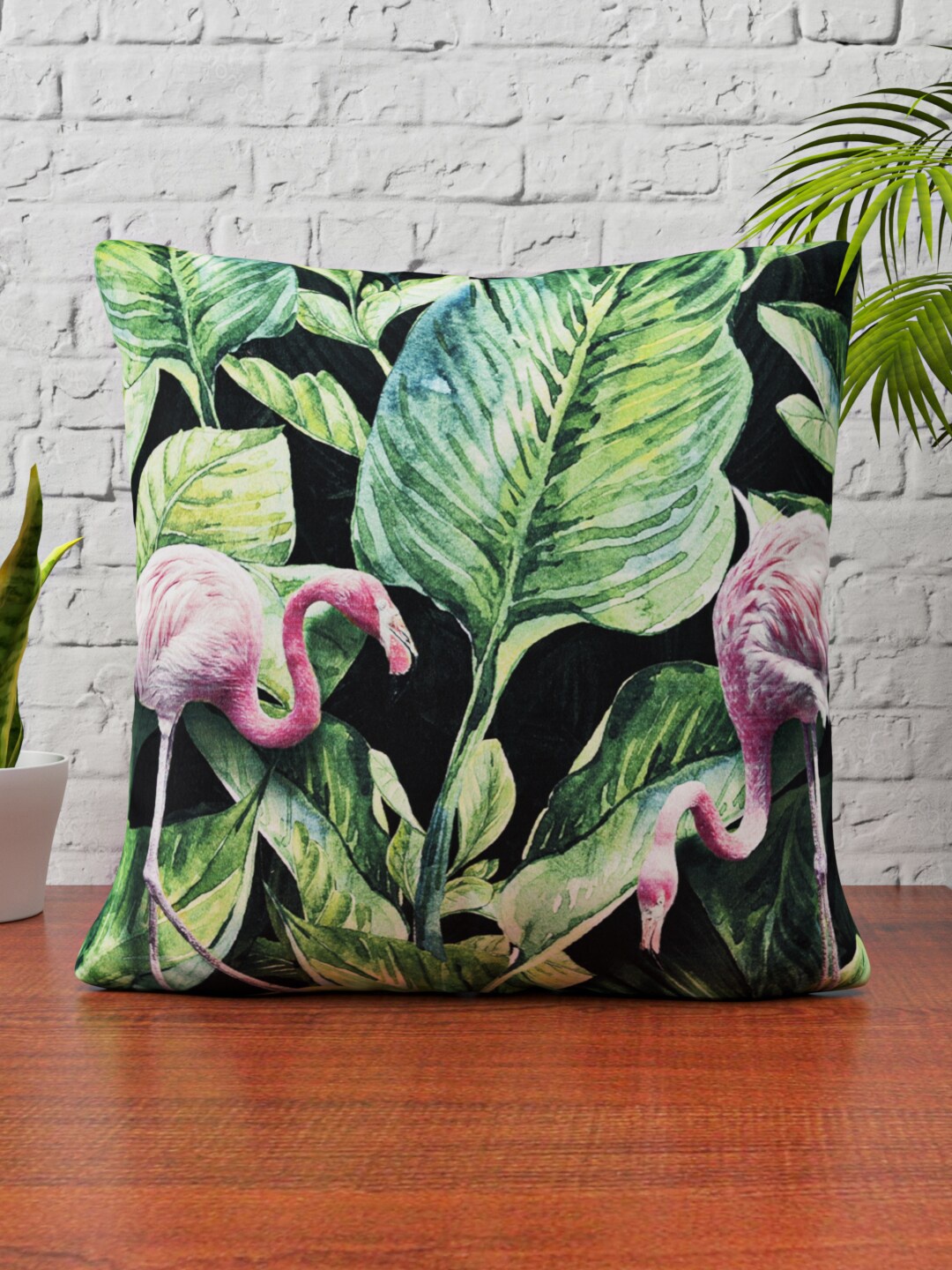 

HERE&NOW Green & Black Floral Velvet Square Cushion Cover