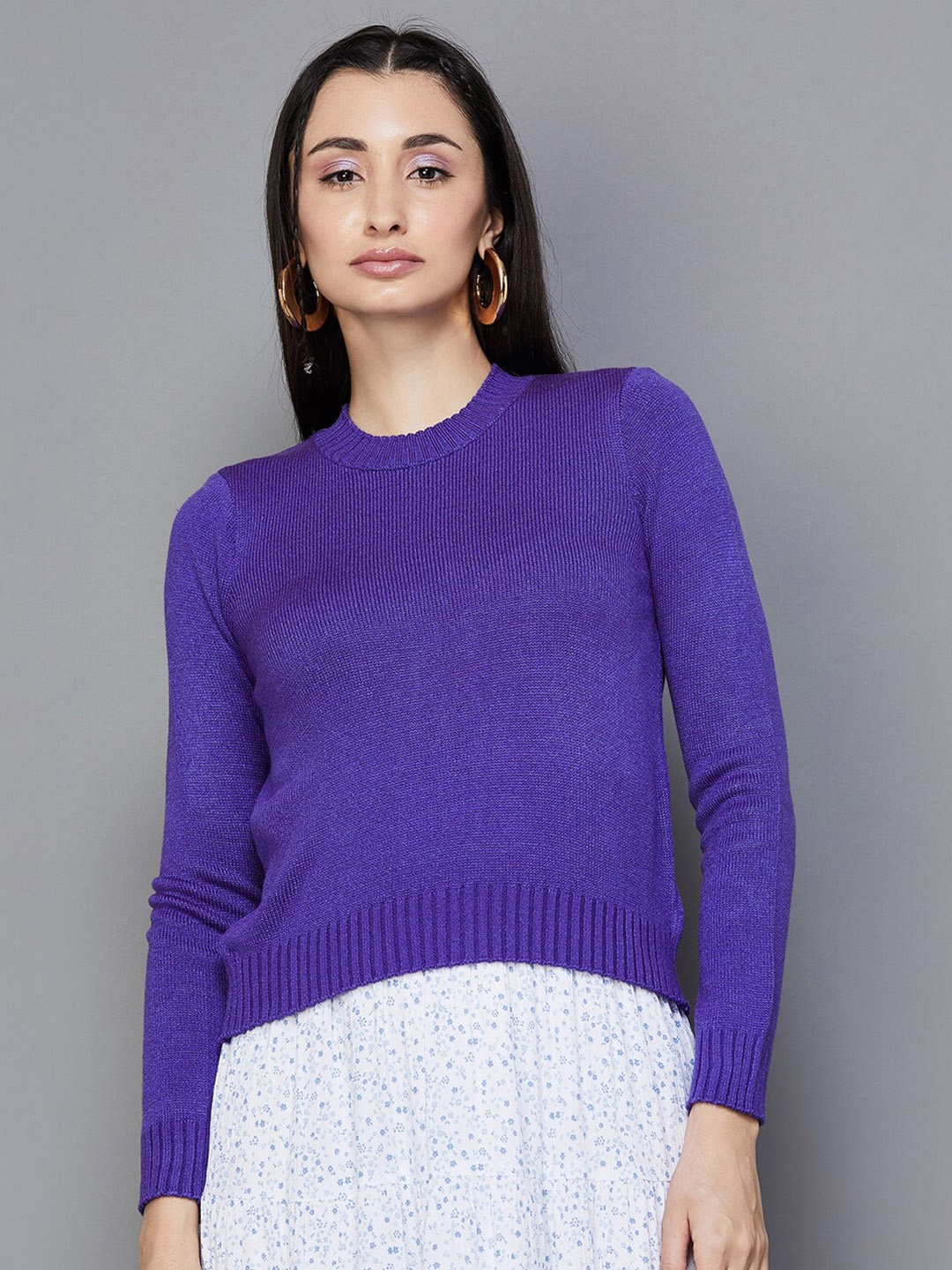 

Ginger by Lifestyle Long Sleeve Acrylic Sweatshirt, Purple