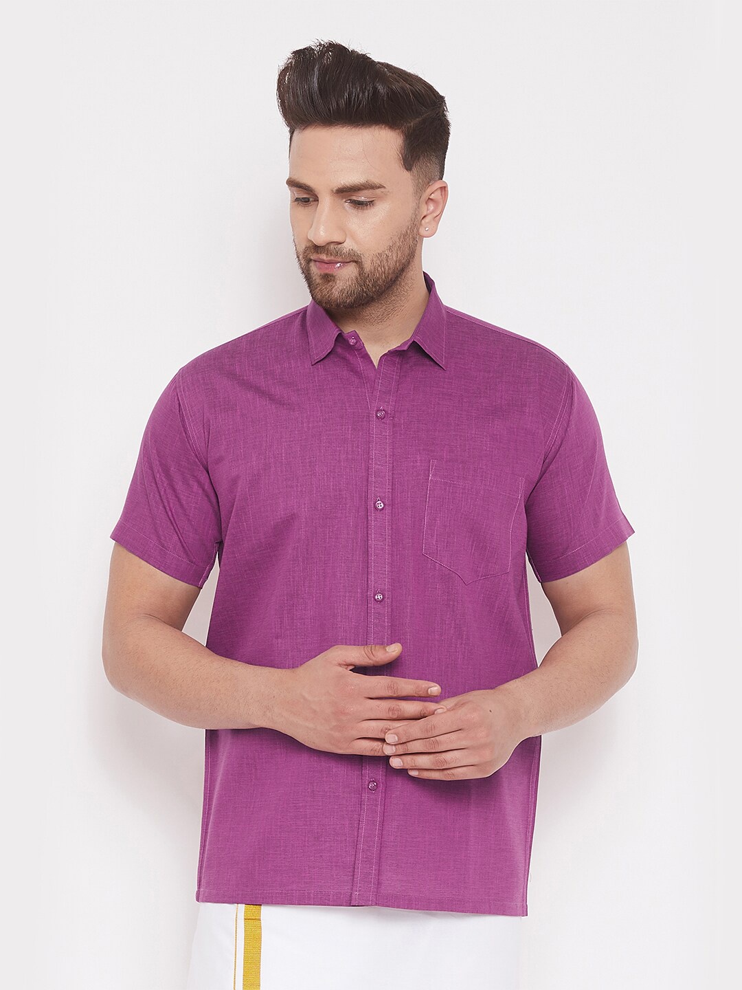

VASTRAMAY Premium Opaque Casual Shirt, Pink