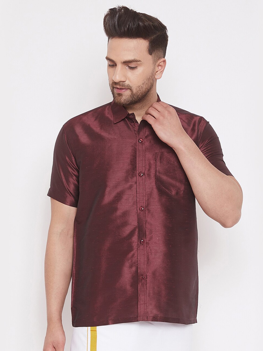 

VASTRAMAY Premium Opaque Casual Shirt, Burgundy
