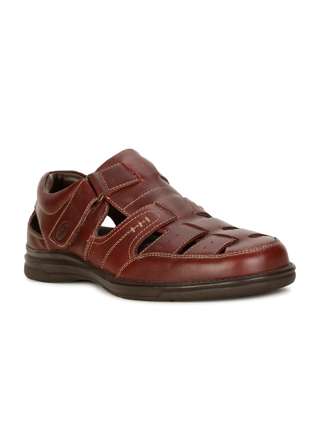 

Hush Puppies Leather Velcro Shoe-Style Sandals, Tan