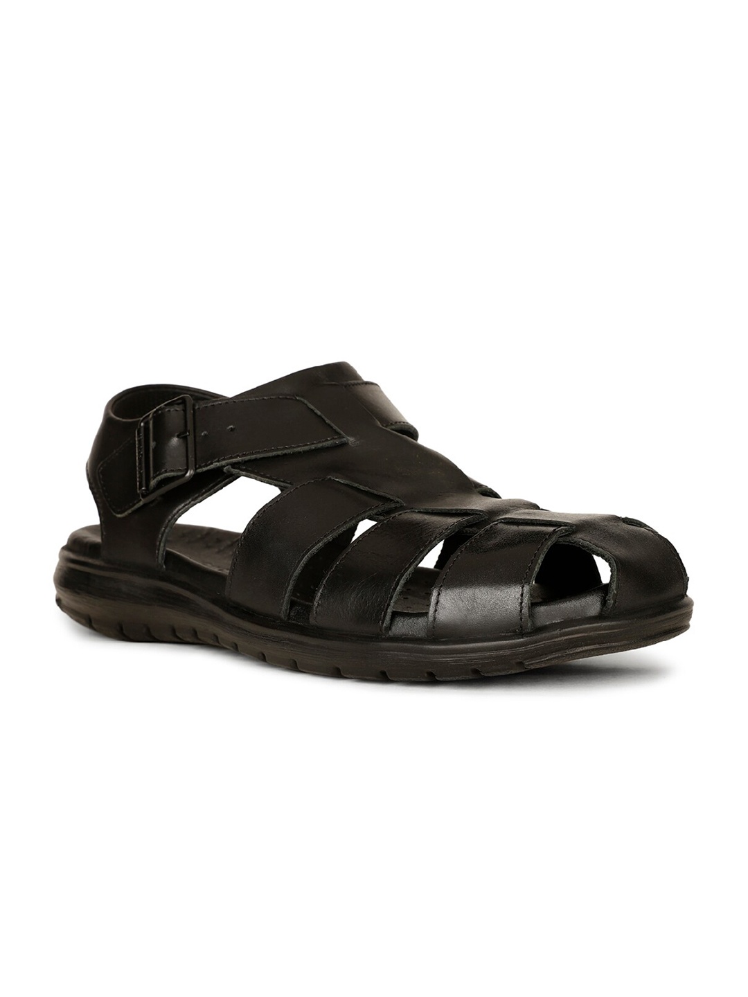 

Hush Puppies Leather Fisherman Velcro Sandals, Black