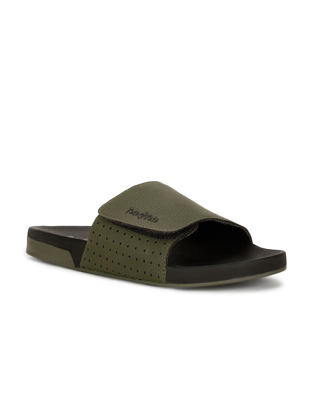 

Bata Men Textured Sunshine Velcro Closure Sliders, Green