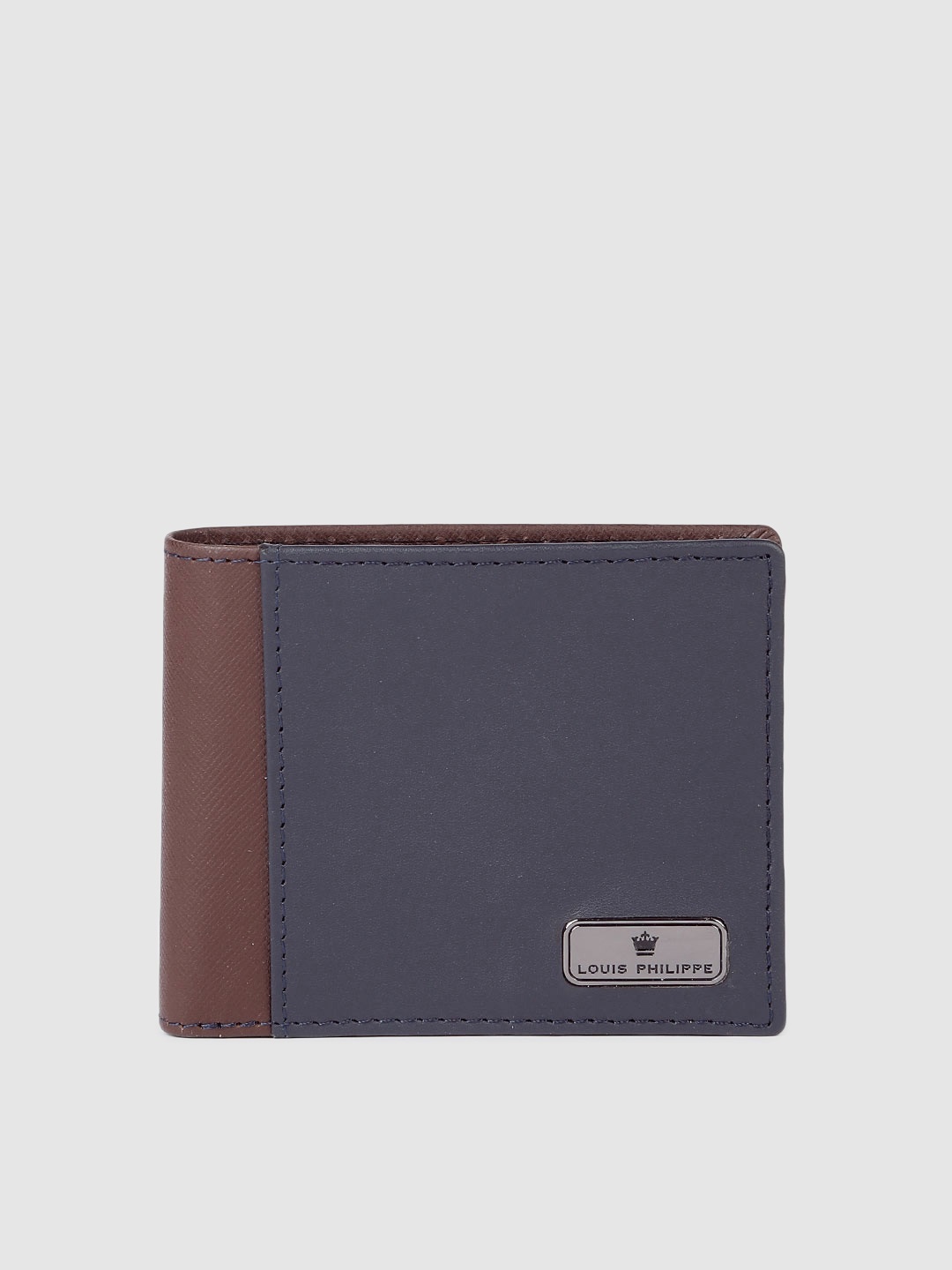 

Louis Philippe Men Abstract Textured Leather Two Fold Wallet, Navy blue