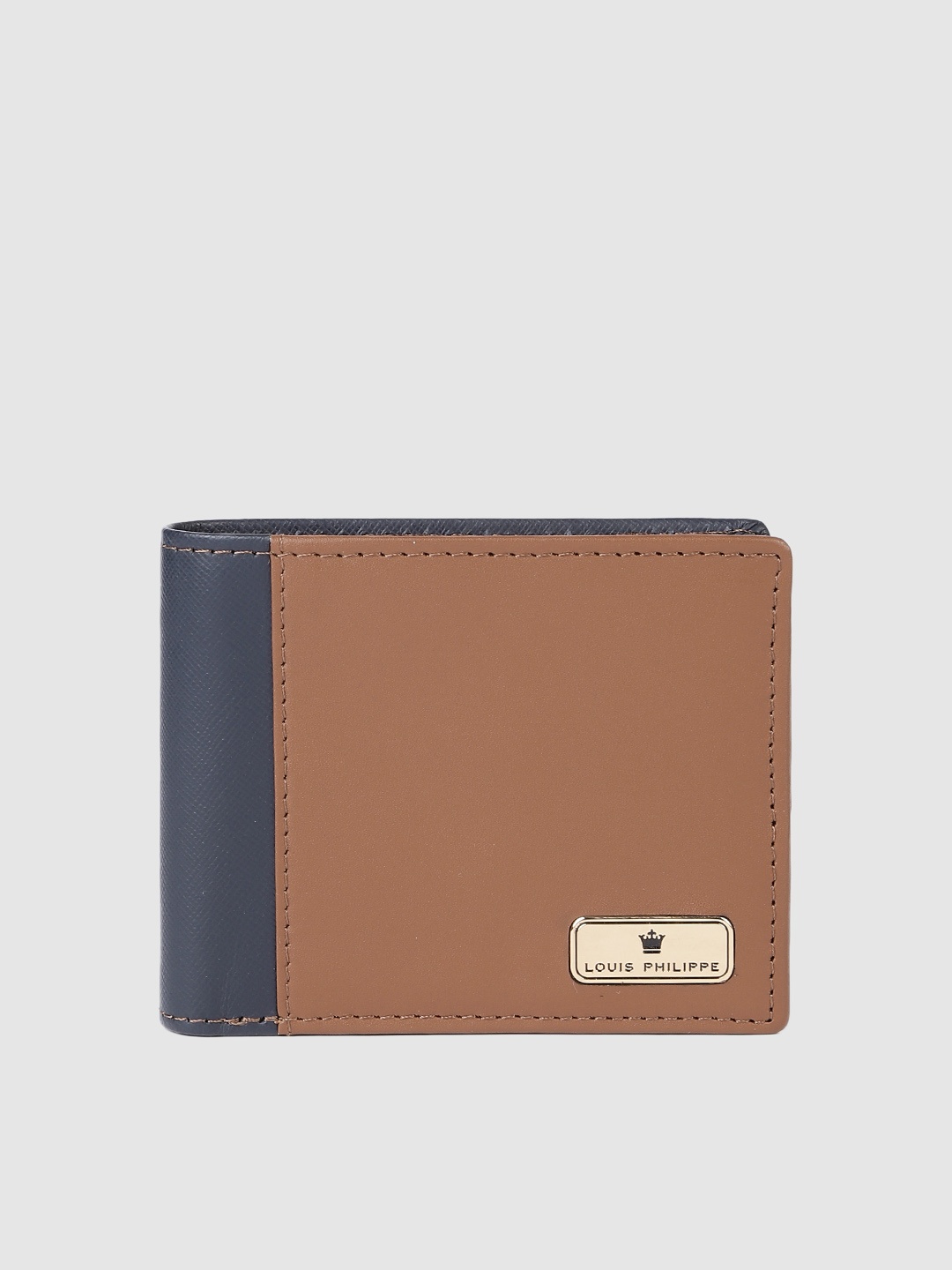 

Louis Philippe Men Abstract Textured Leather Two Fold Wallet, Tan