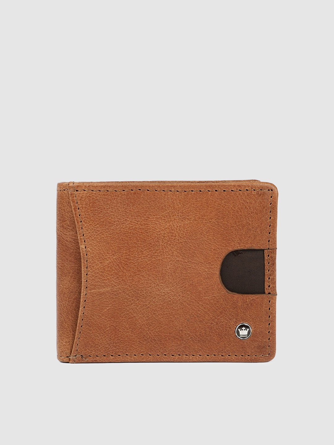 

Louis Philippe Men Abstract Textured Cut Work Leather Two Fold Wallet, Tan