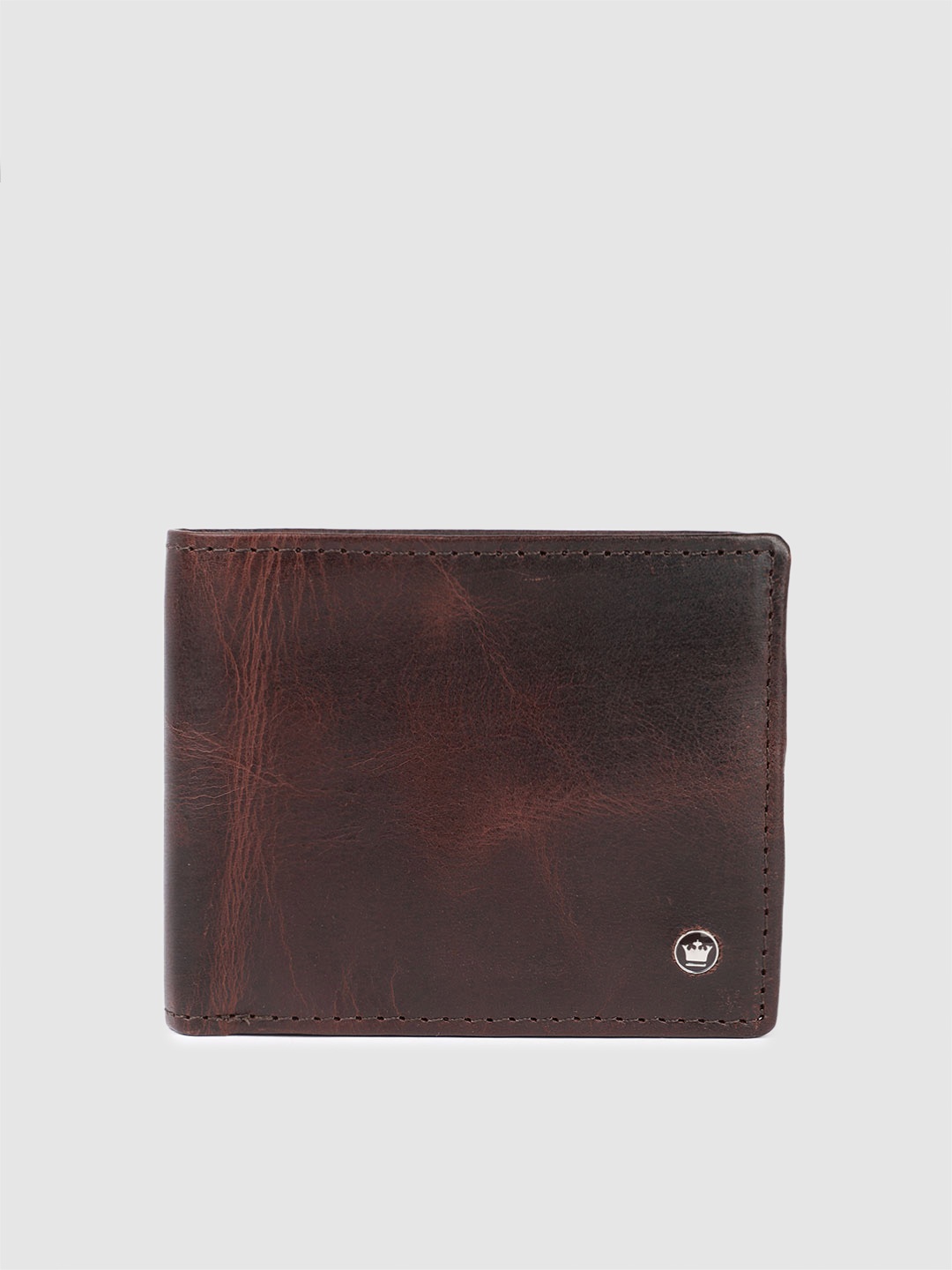 

Louis Philippe Men Abstract Textured Leather Two Fold Wallet, Brown