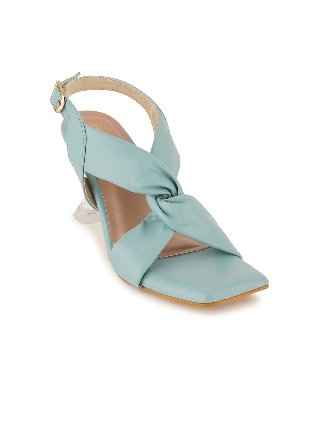 

DressBerry PU Open Toe Block Heels, Turquoise blue