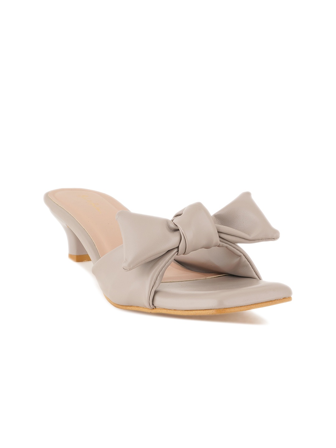 

Mast & Harbour Grey Bow Detailed Open Toe Kitten Heels