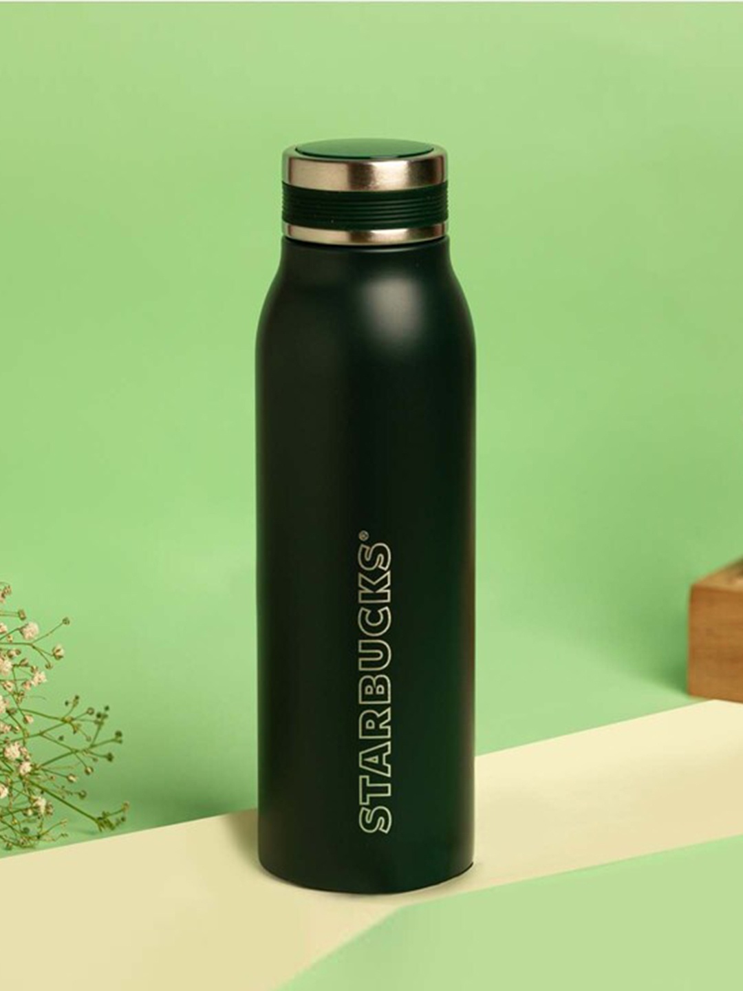 

Starbucks Green & Steel Wordmark Stainless Steel Bottle 444 ml