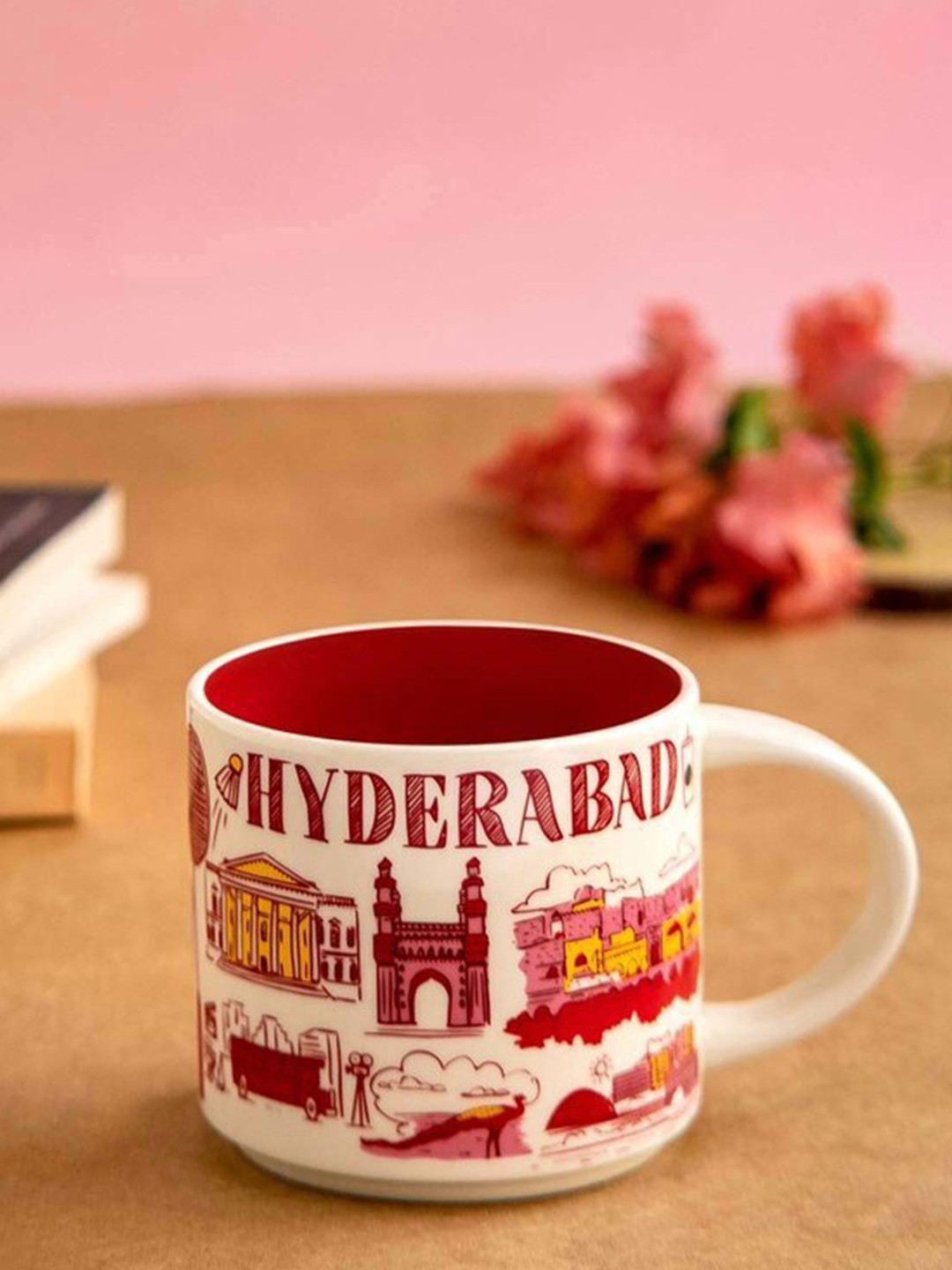 

Starbucks Hyderabad Been There Bone China Coffee Mug - 414 ml, Red